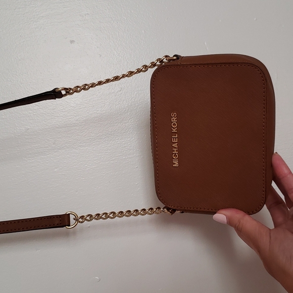 Michael Kors Mini Jet Set Brown Leather Crossbody Bag OS - Picture 2 of 3